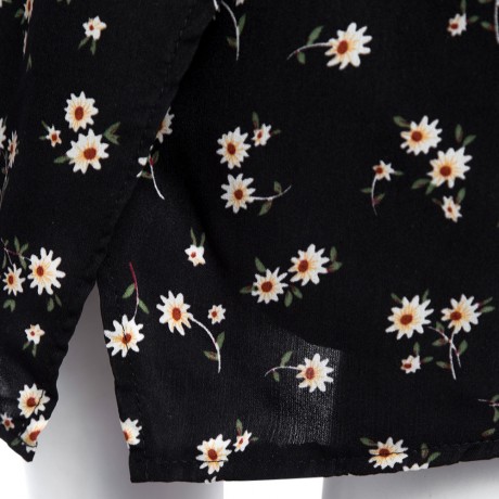 WOMEN SLEEVELESS HOLLOW OUT ELASTIC WAIST POCKET FLORAL PRINT ROMPER (BLACK, SIZE S/M/L/XL