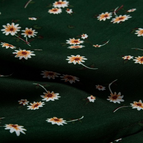 WOMEN SLEEVELESS HOLLOW OUT ELASTIC WAIST POCKET FLORAL PRINT ROMPER (GREEN, SIZE S/M/L/XL