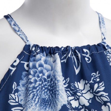 WOMEN'S LACE-UP HOLLOW OUT ELASTIC WAIST ROMPER (BLUE, SIZE S/M/L/XL)