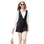 WOMEN'S V-NECK LOOSE-FITTING ROMPER (BLACK, SIZE S/M/L/XL)
