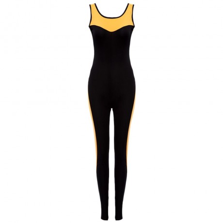 WOMEN'S BLOCK CUT OUT JUMPSUIT (YELLOW AND BLACK, SIZE S/M/L)