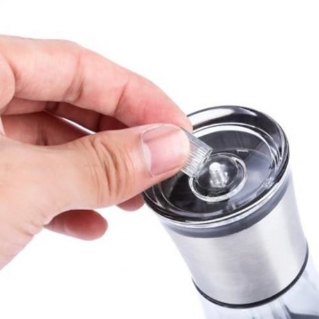 STAINLESS STEEL 2 IN 1 HAND SALT PEPPER SHAKER WITH ADJUSTABLE COARSENESS (SILVER)