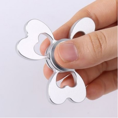 ALLOY FIDGET EDC TOY CLOVER SHAPED HAND SPINNER (SILVER)