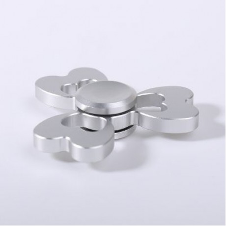 ALLOY FIDGET EDC TOY CLOVER SHAPED HAND SPINNER (SILVER)