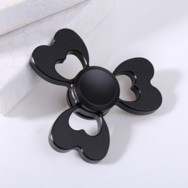 ALLOY FIDGET EDC TOY CLOVER SHAPED HAND SPINNER (BLACK)
