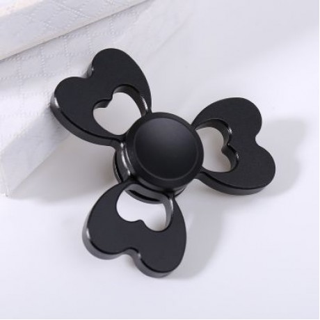 ALLOY FIDGET EDC TOY CLOVER SHAPED HAND SPINNER (BLACK)