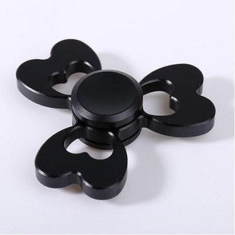 ALLOY FIDGET EDC TOY CLOVER SHAPED HAND SPINNER (BLACK)