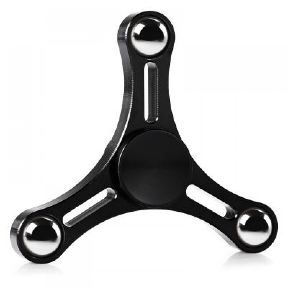 TRIANGLE ALUMINUM ALLOY ADHD FIDGET SPINNER WITH THREE BEADS (BLACK)