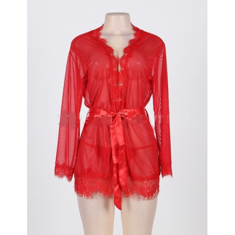 PLUS SIZE / SAIZ BESAR BABYDOLL SET (RED, SIZE 5XL)