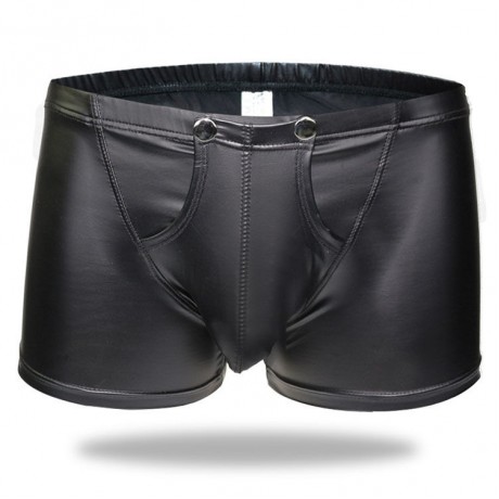MEN'S SEXY NAUGHTY SUPER TIGHT ARTIFICIAL LEATHER (PU) SHORTS (BLACK)