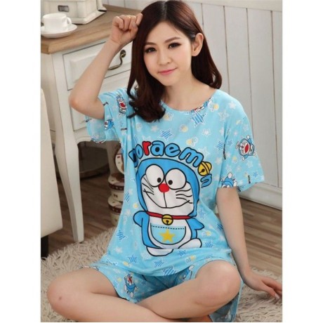2PCS DORAEMON SHORT SLEEVE PYJAMAS (M/L/XL)