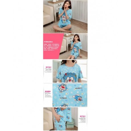 2PCS DORAEMON SHORT SLEEVE PYJAMAS (M/L/XL)
