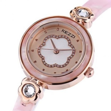 KEZZI KW - 1241 WOMEN QUARTZ WATCH ARTIFICIAL DIAMOND FLOWER PATTERN DIAL WRISTWATCH (LIGH