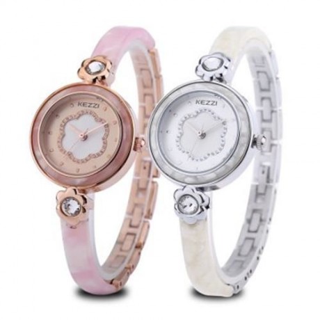 KEZZI KW - 1241 WOMEN QUARTZ WATCH ARTIFICIAL DIAMOND FLOWER PATTERN DIAL WRISTWATCH (LIGH