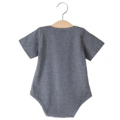 SWEET JEWEL COLLAR SHORT SLEEVE BOWKNOT LETTER PRINTED NEWBORN BABIES ROMPER (GRAY)