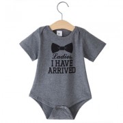 SWEET JEWEL COLLAR SHORT SLEEVE BOWKNOT LETTER PRINTED NEWBORN BABIES ROMPER