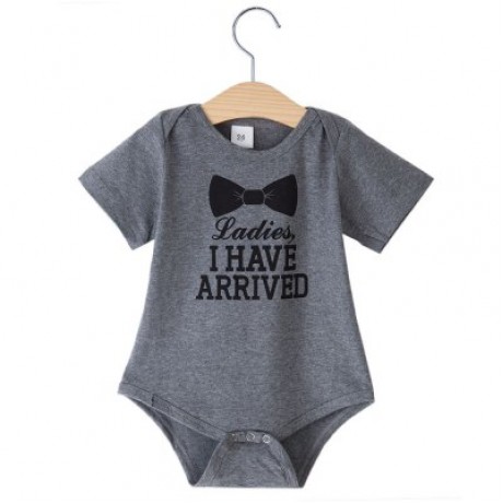 SWEET JEWEL COLLAR SHORT SLEEVE BOWKNOT LETTER PRINTED NEWBORN BABIES ROMPER