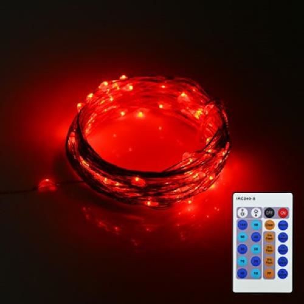 10M 100 LEDS COPPER DECORATIVE STRING LIGHT WITH REMOTE CONTROL (RED)