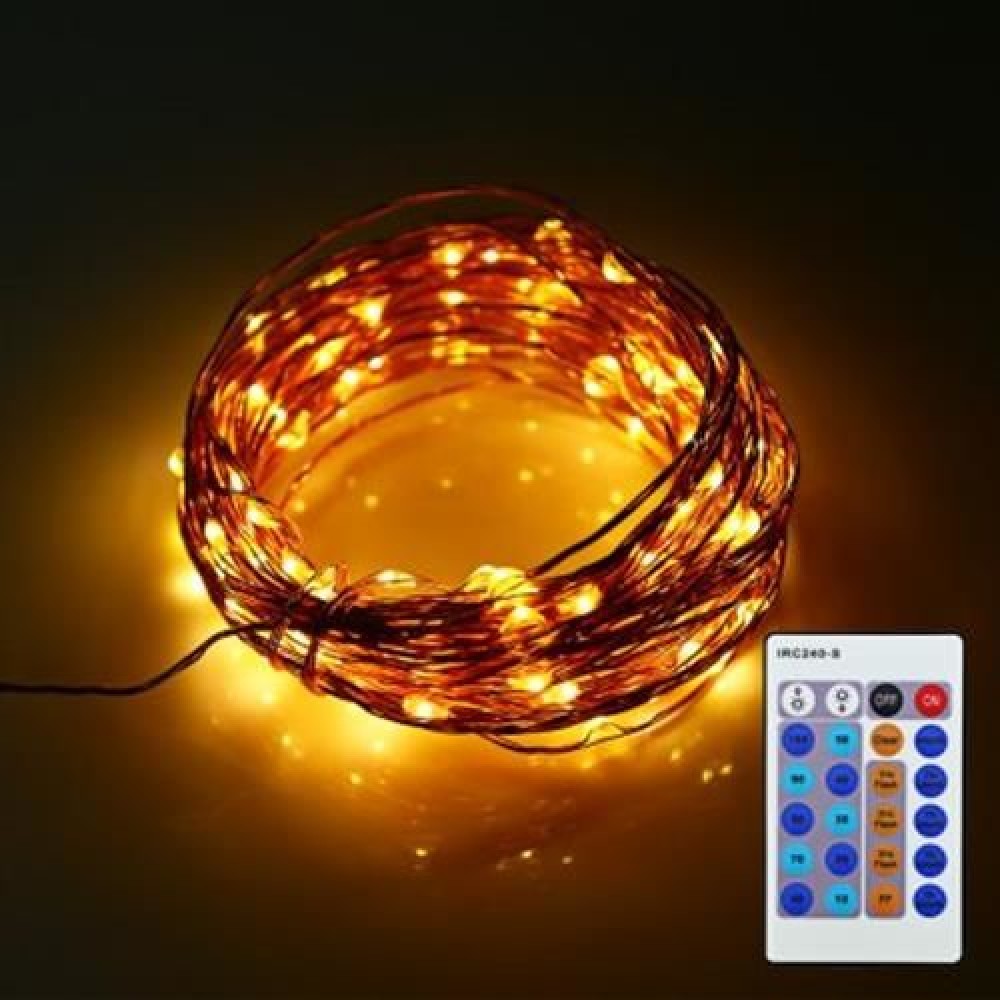 10M 100 LEDS COPPER DECORATIVE STRING LIGHT WITH REMOTE CONTROL (WARM WHITE LIGHT)