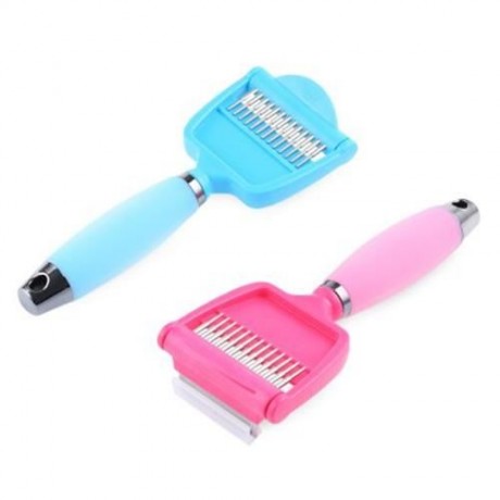 PET DESHEDDING TOOL 2-IN-1 DOGS CATS FUR LONG SHORT HAIR GROOMING BRUSH COMB RAKE WITH SOF
