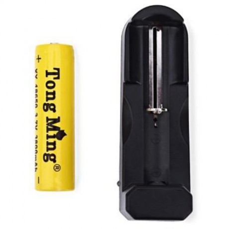 TONGMING C8 CREE XPE 5W 300LM LED FLASHLIGHT WITH BATTERY CHARGER (BLACK)