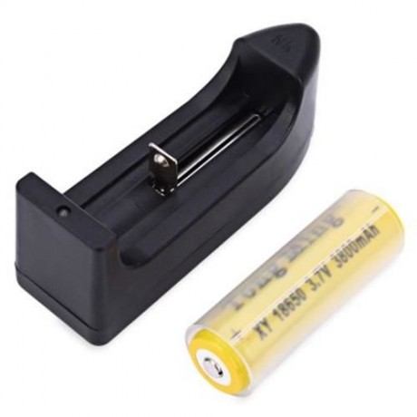TONGMING AK - T6E T6 10W 500LM LED FLASHLIGHT WITH BATTERY CHARGER (BLACK)