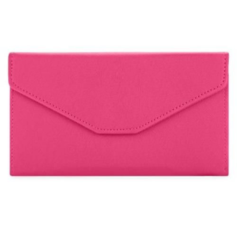 GUAPABIEN SOLID COLOR SNAP FASTENER CELL PHONE ENVELOPE CLUTCH WALLET (ROSE RED)
