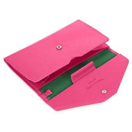 GUAPABIEN SOLID COLOR SNAP FASTENER CELL PHONE ENVELOPE CLUTCH WALLET (ROSE RED)