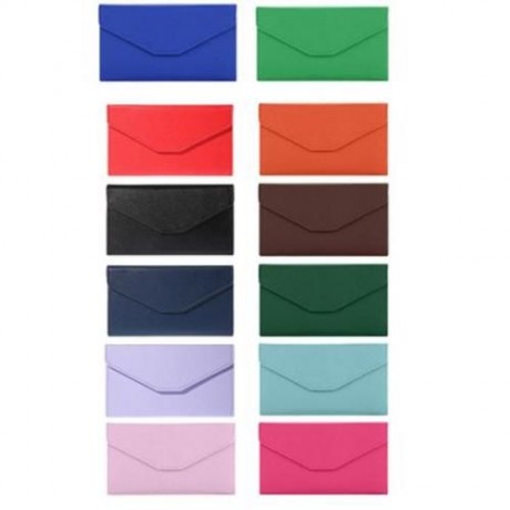 GUAPABIEN SOLID COLOR SNAP FASTENER CELL PHONE ENVELOPE CLUTCH WALLET (ROSE RED)