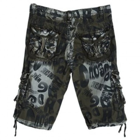 OUTDOOR CAMOUFLAGE POCKET DESIGN ZIPPER FLY MALE CASUAL SHORTS (ARMY GREEN)