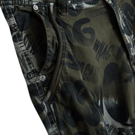 OUTDOOR CAMOUFLAGE POCKET DESIGN ZIPPER FLY MALE CASUAL SHORTS (ARMY GREEN)