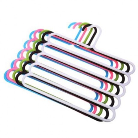 FIVE-LAYER MULTIFUNCTIONAL ANTI-SKIDDING PLASTIC HANGER (PINK)