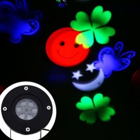 110 - 240V 4W LED WATERPROOF SMILING FACE LIGHT LANDSCAPE PROJECTOR LAMP (BLACK)