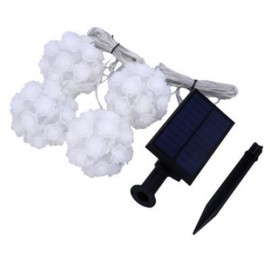 SOLAR POWERED LED ROSE FLOWER LAMP RGB FAIRY STRING LIGHT (WHITE)