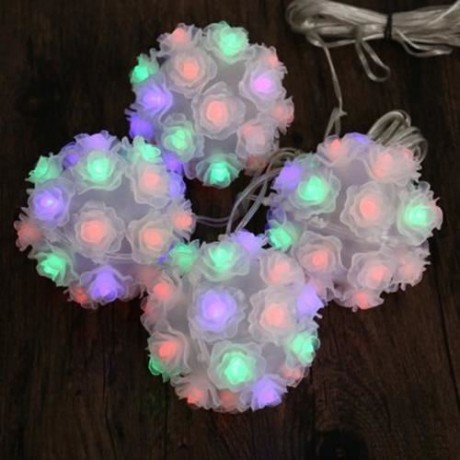 SOLAR POWERED LED ROSE FLOWER LAMP RGB FAIRY STRING LIGHT (WHITE)