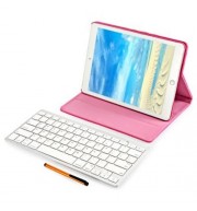 WIRELESS BLUETOOTH KEYBOARD STYLUS PEN PU LEATHER SMART CASE COVER FOR IPAD AIR 2 (ROSE MA