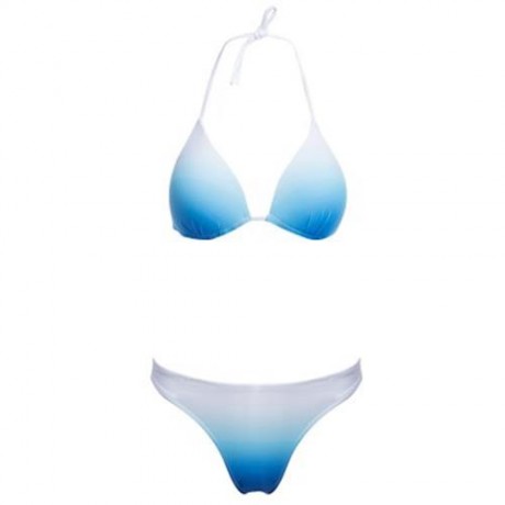 TWO-PIECE SEXY WIRELESS BIKINI SET SWIMMING SUIT (BLUE AND WHITE)