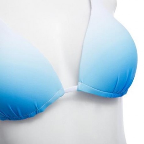 TWO-PIECE SEXY WIRELESS BIKINI SET SWIMMING SUIT (BLUE AND WHITE)