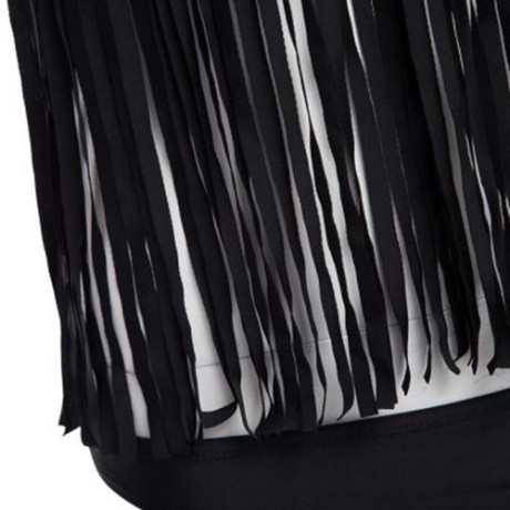 TWO-PIECE SEXY TASSEL BIKINI SET SWIMMING SUIT (BLACK)