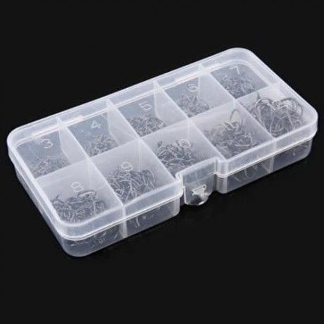 LEO 600PCS  EYELET BARB METAL ANGLING HOOK FISHING TACKLE (DEEP GRAY)