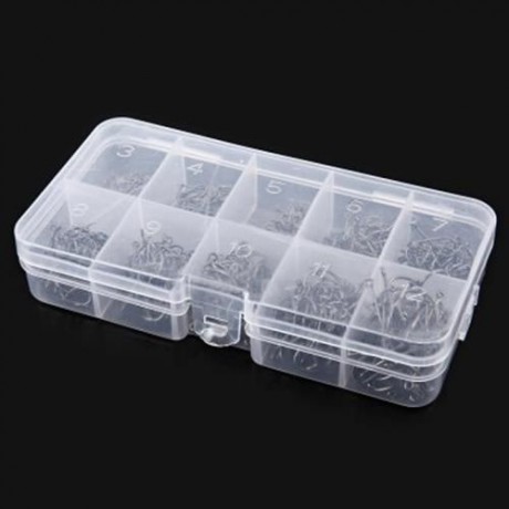 LEO 600PCS  EYELET BARB METAL ANGLING HOOK FISHING TACKLE (DEEP GRAY)