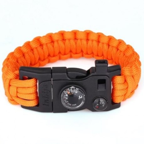 INLIFE EMERGENCY PARACORD OUTDOOR SURVIVAL UTILITY BRACELET (ORANGE)
