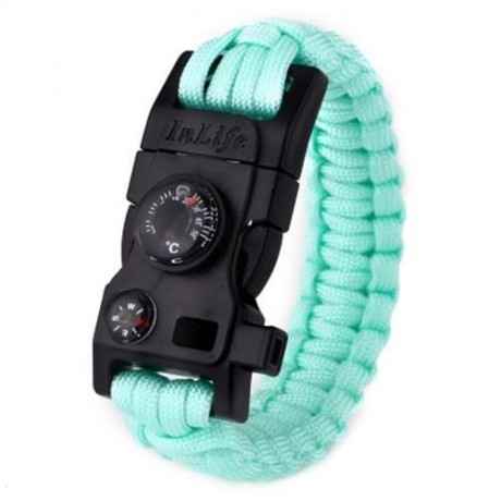 INLIFE EMERGENCY PARACORD OUTDOOR SURVIVAL UTILITY BRACELET (CYAN)