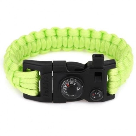 INLIFE EMERGENCY PARACORD OUTDOOR SURVIVAL UTILITY BRACELET (FLUORESCENT YELLOW)