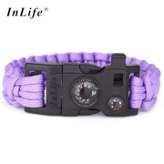INLIFE EMERGENCY PARACORD OUTDOOR SURVIVAL UTILITY BRACELET (PURPLE)