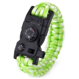 INLIFE EMERGENCY PARACORD OUTDOOR SURVIVAL UTILITY BRACELET (WHITE AND GREEN)