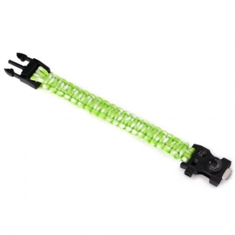 INLIFE EMERGENCY PARACORD OUTDOOR SURVIVAL UTILITY BRACELET (WHITE AND GREEN)