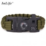 INLIFE EMERGENCY PARACORD OUTDOOR SURVIVAL UTILITY BRACELET (ARMY GREEN)