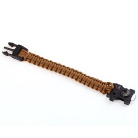 INLIFE EMERGENCY PARACORD OUTDOOR SURVIVAL UTILITY BRACELET (BROWN)