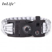 INLIFE EMERGENCY PARACORD OUTDOOR SURVIVAL UTILITY BRACELET (SILVER)